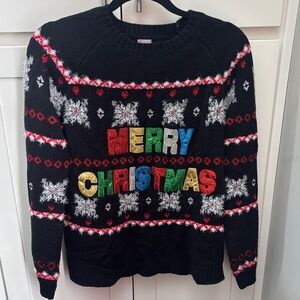 Holiday Time Black Merry Christmas Sweater